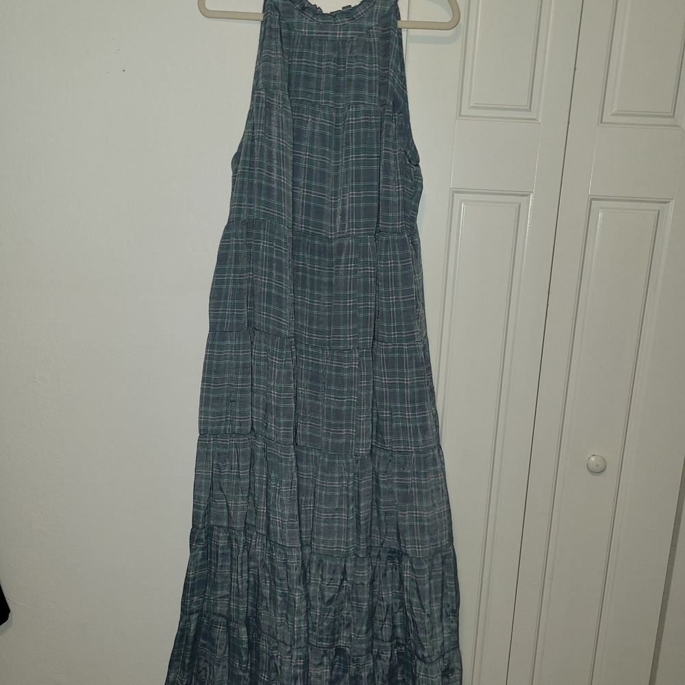 Torrid Blue Plaid Maxi Dress